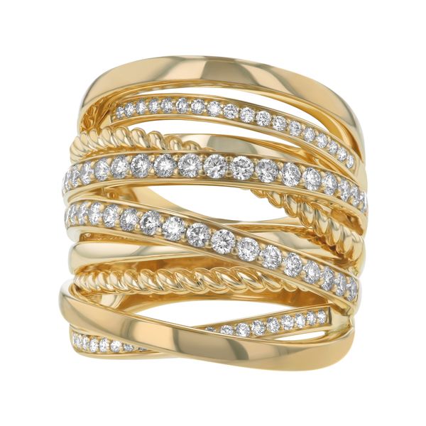 14 Karat Tri-Tone Diamond Multi Cris Cross Fashion Ring Image 3 JMR Jewelers Cooper City, FL