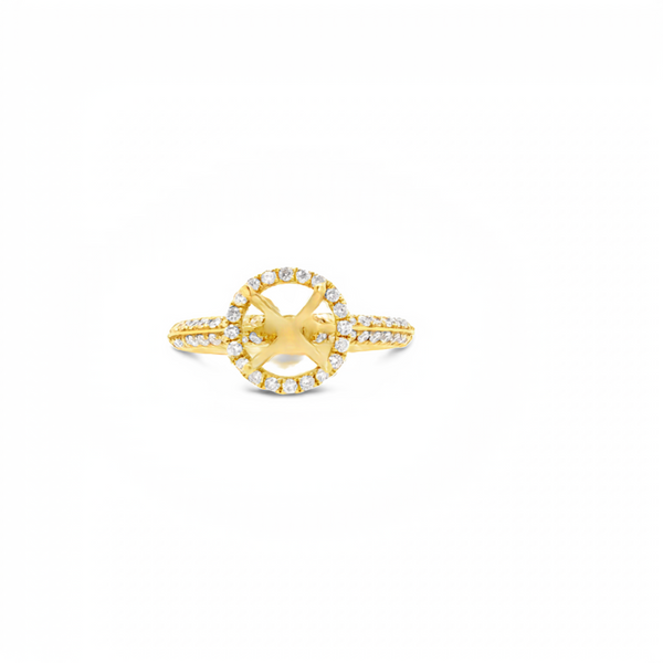 Yellow Gold Diamond Engagement Ring with Hidden Halo JMR Jewelers Cooper City, FL