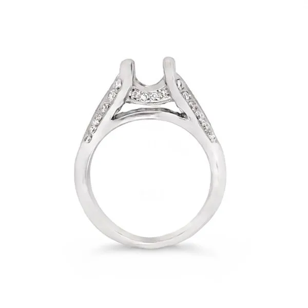 White Gold Diamond Engagement Ring with Hidden Halo