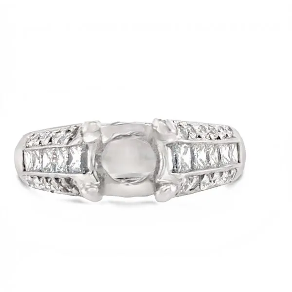 White Gold Diamond Engagement Ring with Hidden Halo