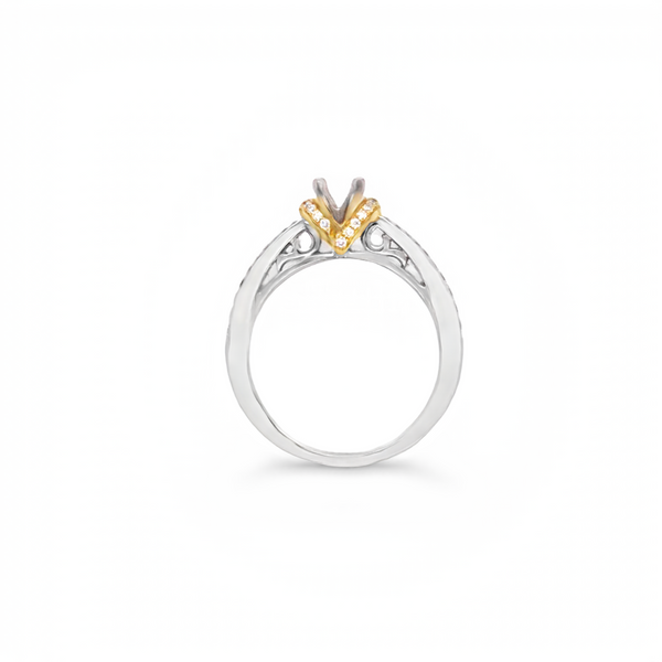 White and Yellow Gold Diamond Engagement Ring Image 2 JMR Jewelers Cooper City, FL