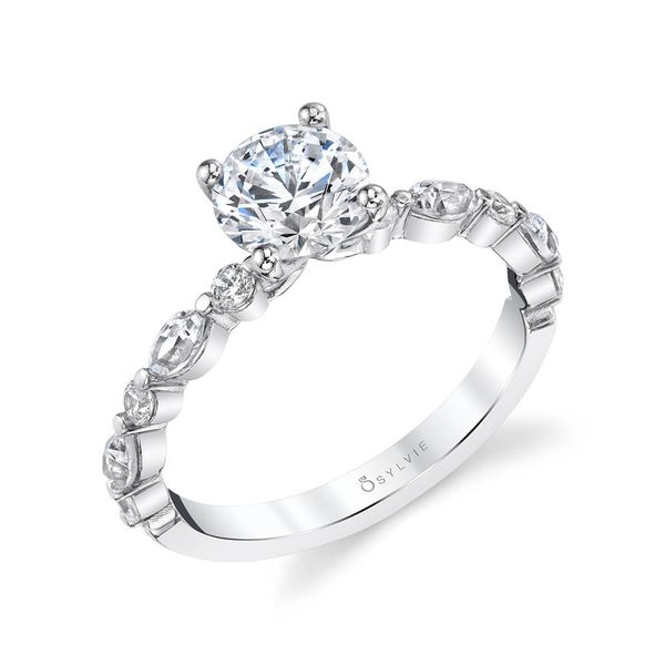 Sylvie White Gold Round Cut Diamond Engagement Ring JMR Jewelers Cooper City, FL