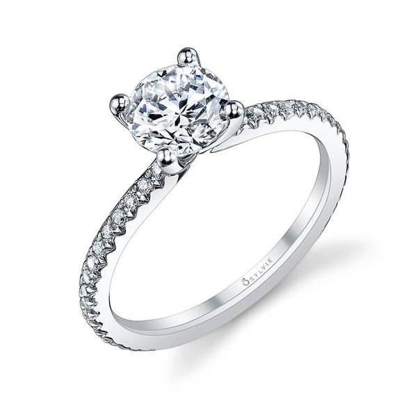 Sylvie White Gold Round Cut Solitaire Diamond Engagement Ring JMR Jewelers Cooper City, FL