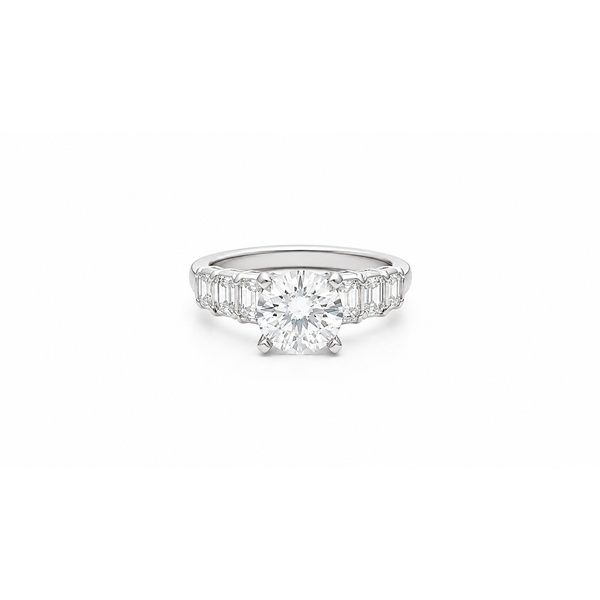 14K White Gold Diamond Emerald Semi-Mount Engagement Ring JMR Jewelers Cooper City, FL