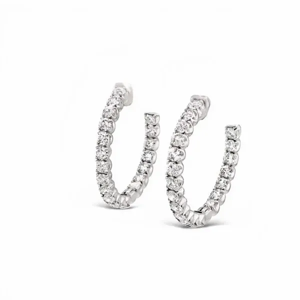 14K White Gold 3.15CT Diamond Inside Out Hoop Earrings JMR Jewelers Cooper City, FL