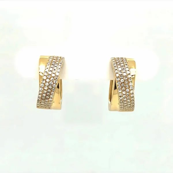 14K Yellow Gold Diamond Pave Huggie Earrings similar item image