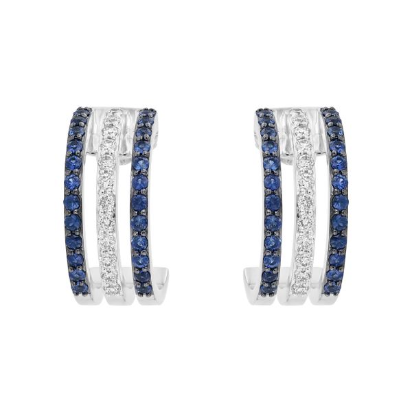 14Kt White Diamond Huggie Earrings JMR Jewelers Cooper City, FL