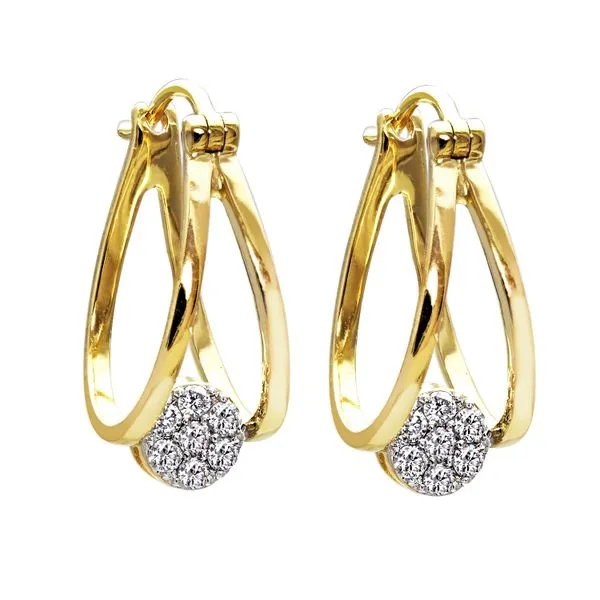 14Kt Yellow Split Hoop with .25ct Diamond Earrings