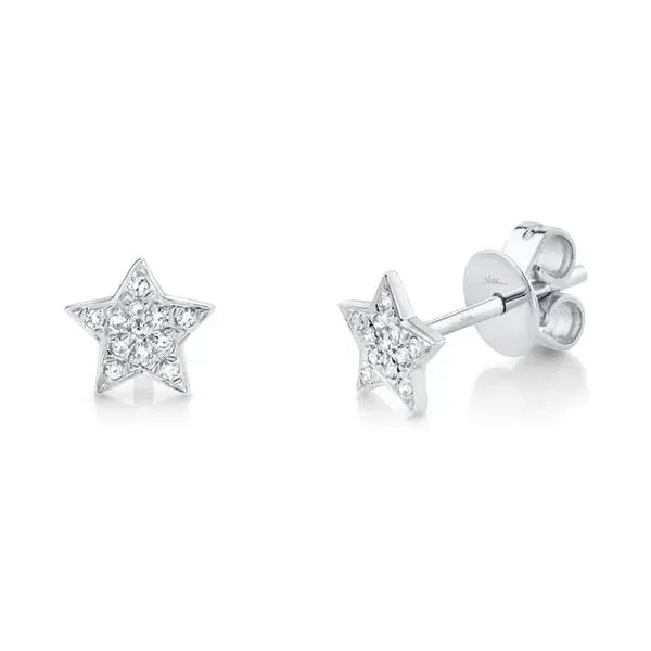 14K White Gold Diamond Star Stud Earrings JMR Jewelers Cooper City, FL