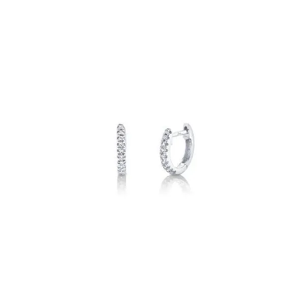 14K White Gold Diamond Huggie Earrings JMR Jewelers Cooper City, FL