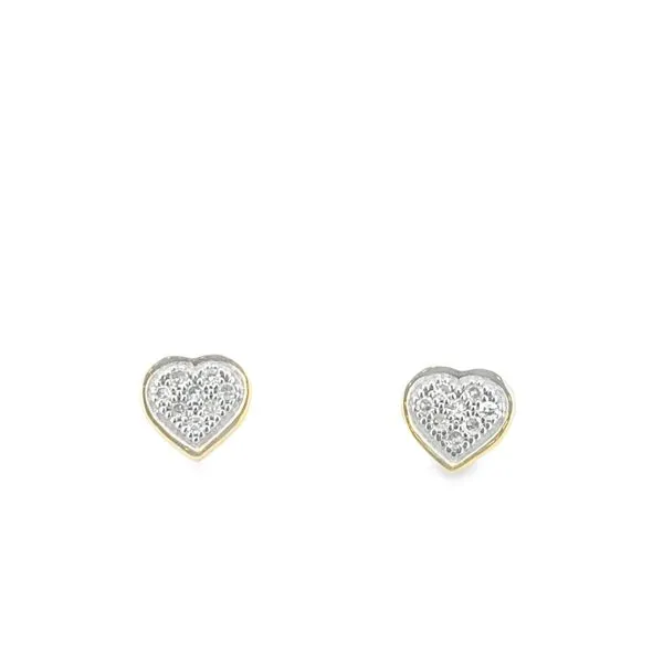 10K Yellow Gold Diamond Heart Stud Earrings JMR Jewelers Cooper City, FL