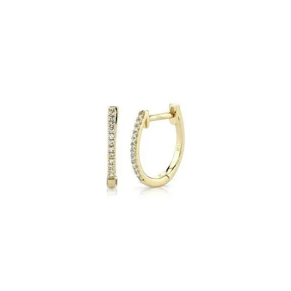 14K Yellow Gold Diamond Huggie Earrings JMR Jewelers Cooper City, FL