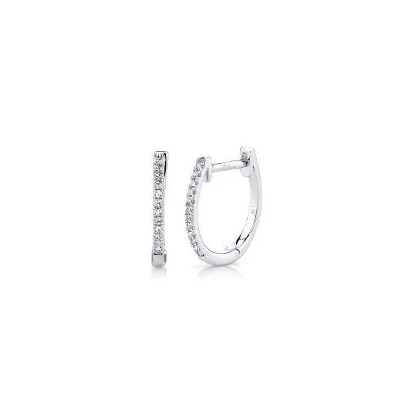14Kt White Diamond Huggie Earrings JMR Jewelers Cooper City, FL
