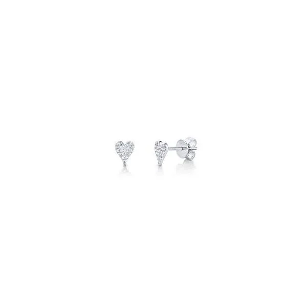 14Kt White Diamond Pave Heart Earrings JMR Jewelers Cooper City, FL