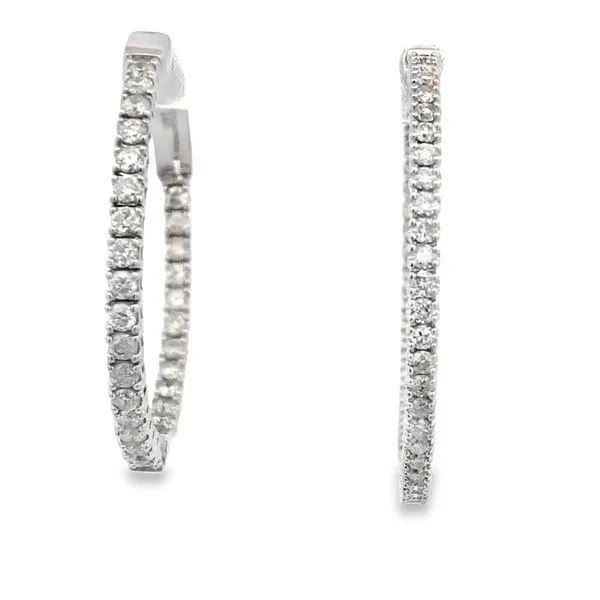14Kt White Gold 1.10ct Diamond Inside Out Round Hoop Earrings Image 2 JMR Jewelers Cooper City, FL