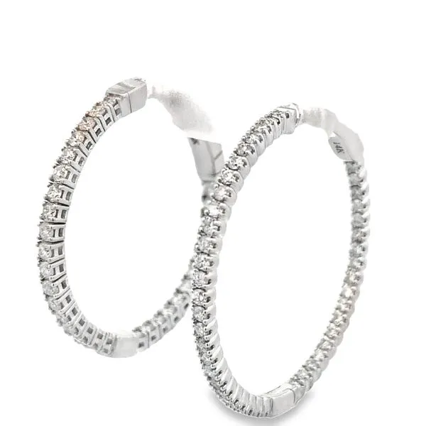 14Kt White Gold 1.10ct Diamond Inside Out Round Hoop Earrings JMR Jewelers Cooper City, FL