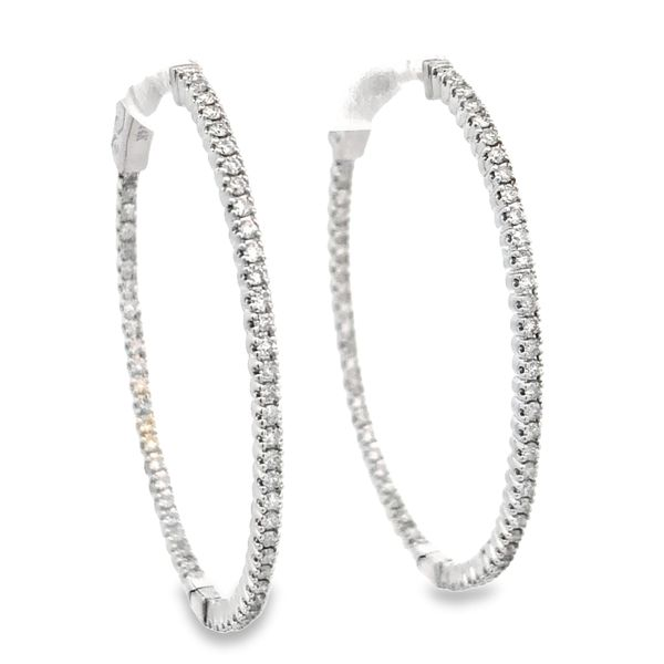 14Kt White Gold .85ct Diamond Oval Hoop Earrings JMR Jewelers Cooper City, FL