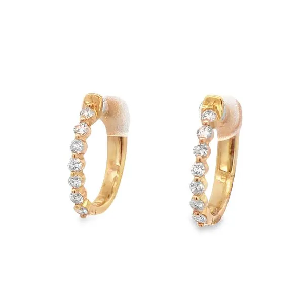 14Kt Yellow Gold .55ct Diamond Oval Hoop Earrings Image 2 JMR Jewelers Cooper City, FL