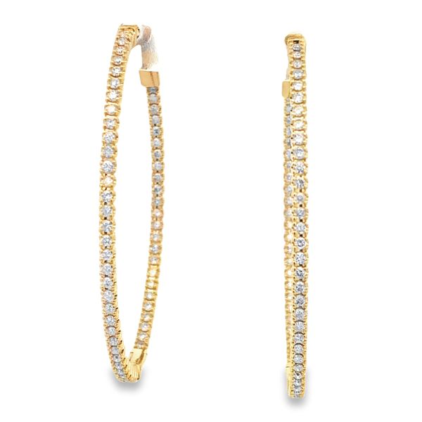 14Kt Yellow Gold .85ct Diamond Oval Hoop Earrings JMR Jewelers Cooper City, FL