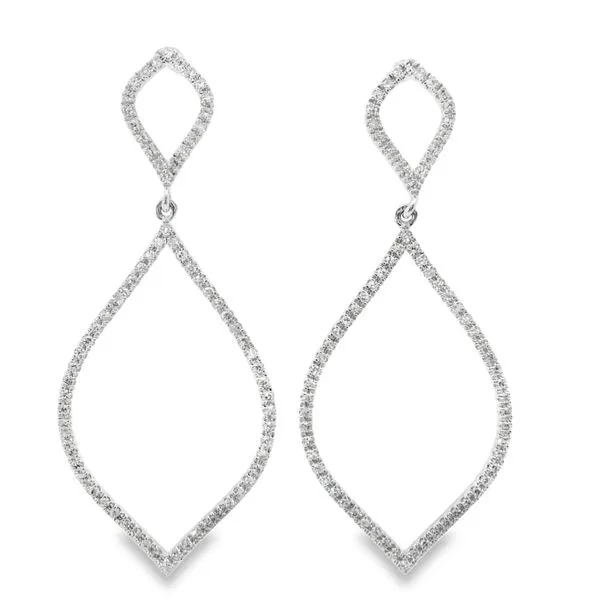 14Kt White Gold Diamond Pear Shaped Large Drop Earrings JMR Jewelers Cooper City, FL