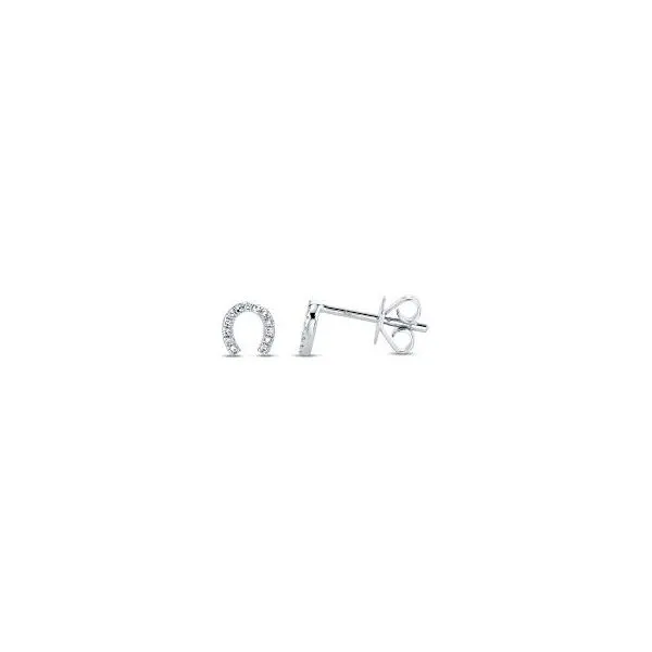 14Kt Yellow and White Diamond Horseshoe Stud Earrings