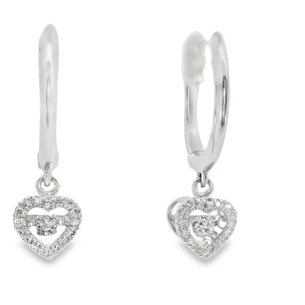 14K White Gold Diamond Heart Earrings