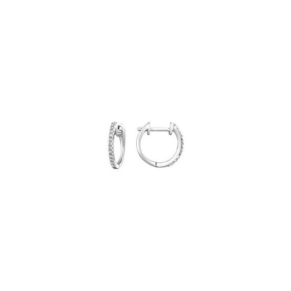 10K White Gold Diamond Oval Hoop Earrings JMR Jewelers Cooper City, FL
