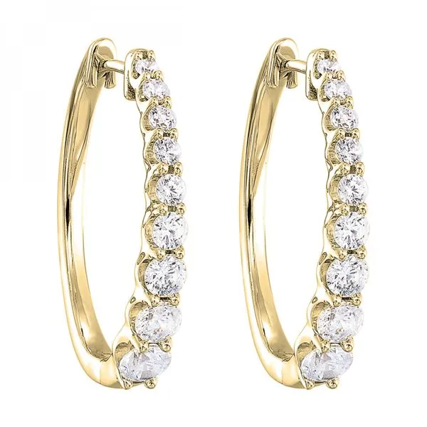 14K Yellow Gold Diamond Oval Earrings JMR Jewelers Cooper City, FL