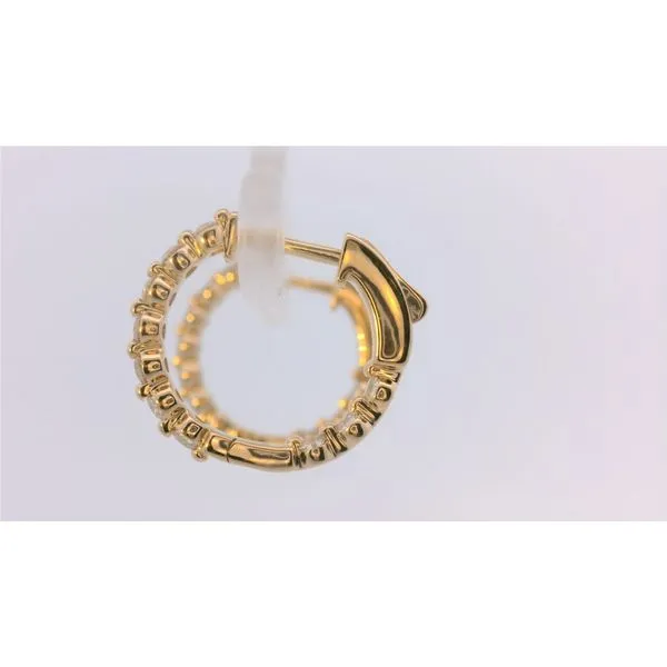 14 Karat Yellow Gold Diamond Hoop Earrings