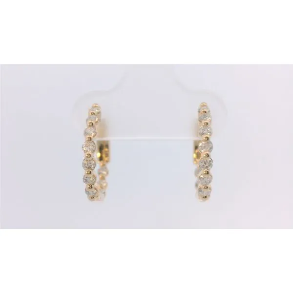 14 Karat Yellow Gold Diamond Hoop Earrings