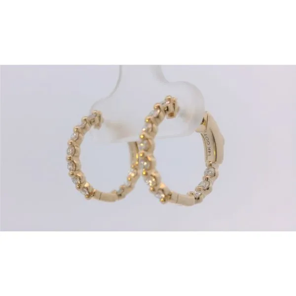 14 Karat Yellow Gold Diamond Hoop Earrings