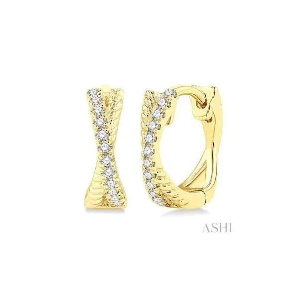 10K Yellow Gold Diamond Petite Huggie Earrings JMR Jewelers Cooper City, FL