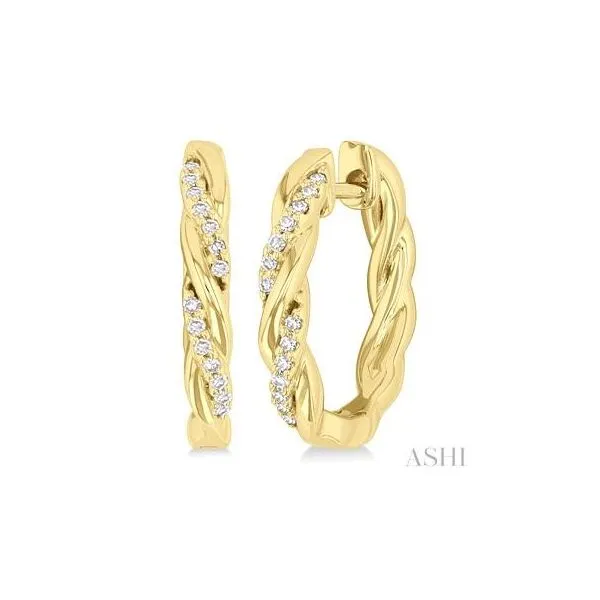 10K Yellow Diamond Swirl Hoop Earrings JMR Jewelers Cooper City, FL