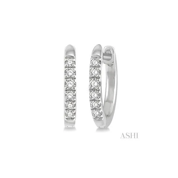 10K White Gold Diamond Petite Huggie Earrings JMR Jewelers Cooper City, FL