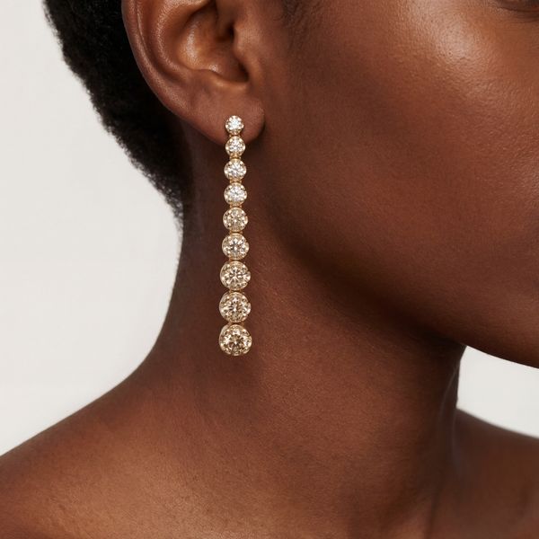 14K Yellow Diamond Dangle Earrings Image 2 JMR Jewelers Cooper City, FL