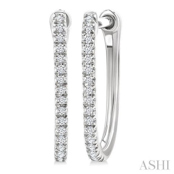 10 Karat White Gold Diamond Rounded Rectangle Earrings JMR Jewelers Cooper City, FL