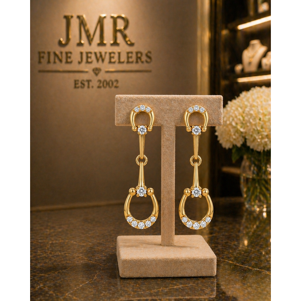 14 Karat Two-Tone Diamond Horse Bit Earrings Image 2 JMR Jewelers Cooper City, FL