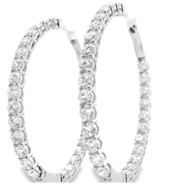 14K White Gold Lab Grown Diamond  Hoop Earrings