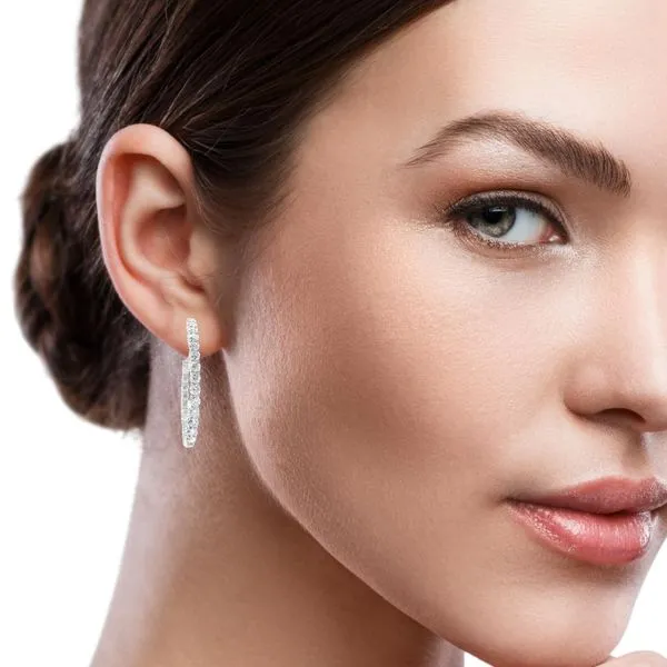 14K White Gold Lab Grown Diamond  Hoop Earrings