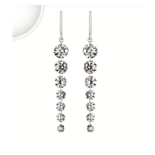 14K White Gold Lab Grown Diamond Dangle Earrings JMR Jewelers Cooper City, FL