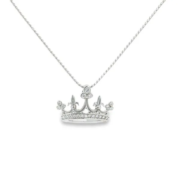 14K White Gold Diamond Crown Pendant JMR Jewelers Cooper City, FL