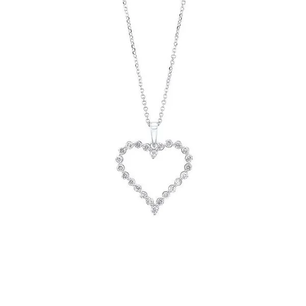 14K White Gold Single Cut Open Heart Pendant JMR Jewelers Cooper City, FL