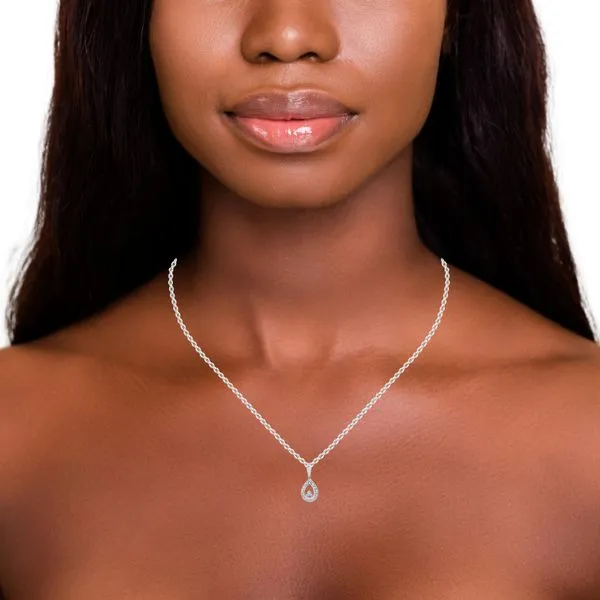 14K White Gold Diamond Pear Pendant