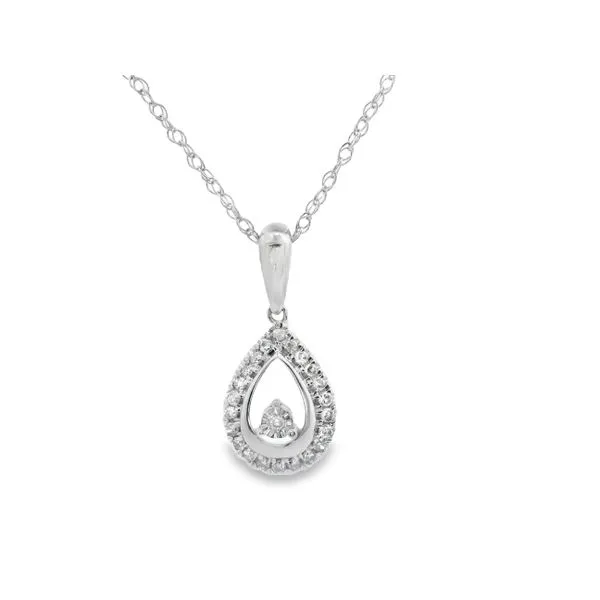 14K White Gold Diamond Pear Pendant
