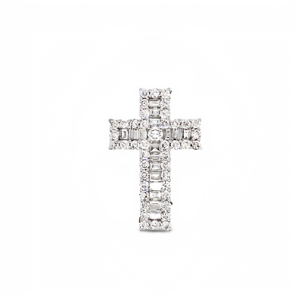 14K White Gold 2.00 CT Diamond Cross Pendant JMR Jewelers Cooper City, FL
