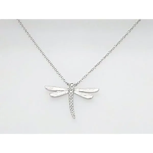 14Kt White Gold Diamond Dragonfly Pendant
