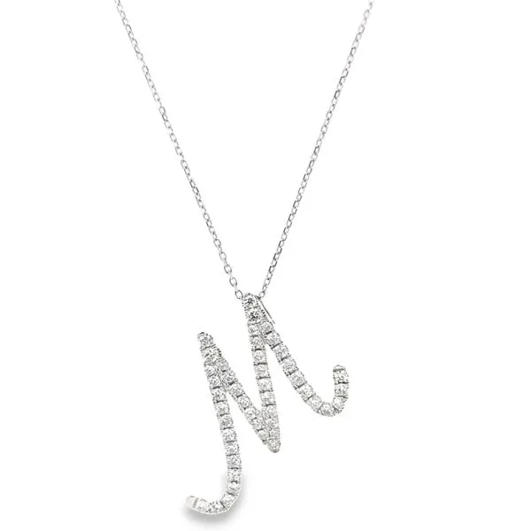 14K White Gold Diamond M Pendant JMR Jewelers Cooper City, FL