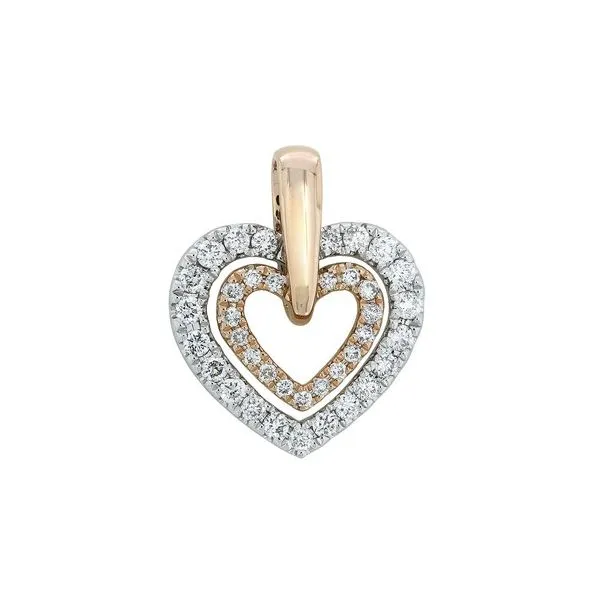 14KTTWP Diamond Double Heart Pendant