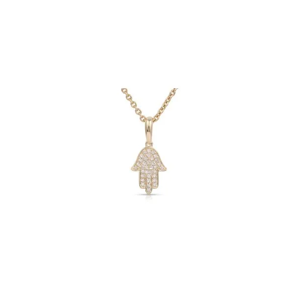 14K Yellow Gold Diamond Hamsa Pendant