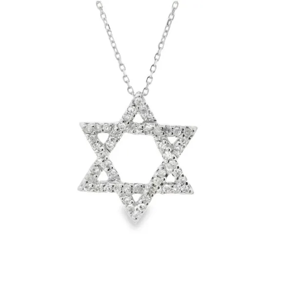 14K White Gold Diamond Star of David Pendant